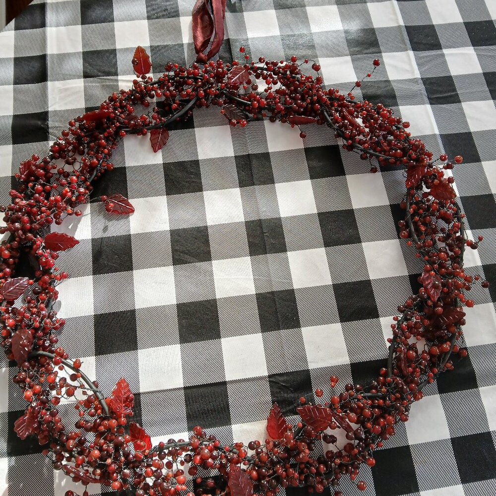 Pottery Barn Vintage Red 18"  Glass Pepperberry Wreath  I have 10 available.